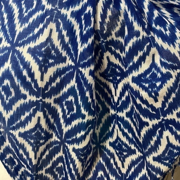 Blue White Ikat Pattern Bohemian Artsy Braided Tassel Warm Scarf Fall - Picture 15 of 17